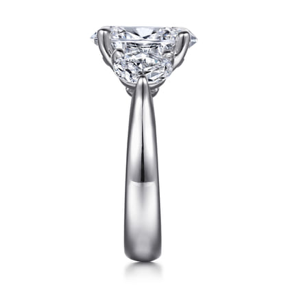 Laynie - 14K White Gold Oval Three Stone Diamond Engagement Ring