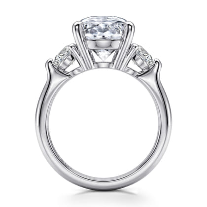 Laynie - 14K White Gold Oval Three Stone Diamond Engagement Ring