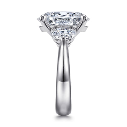 Laynie - 14K White Gold Oval Three Stone Diamond Engagement Ring