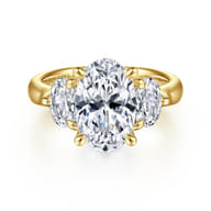 Laynie - 14K Yellow Gold Oval Three Stone Diamond Engagement Ring
