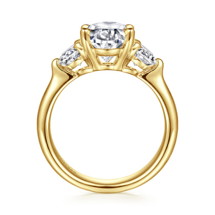 Laynie - 14K Yellow Gold Oval Three Stone Diamond Engagement Ring