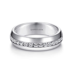 Lazare - 14k White Gold Channel Set Round 15 Stone Diamond Anniversary Band