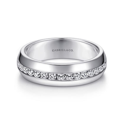 Lazare - 14k White Gold Channel Set Round 15 Stone Diamond Anniversary Band