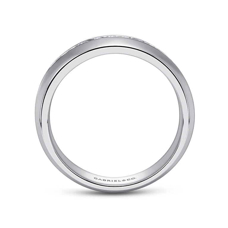 Straight Wedding Ring in 14k White Gold with Round Natural Diamond at Gabriel & Co. - Shot 2