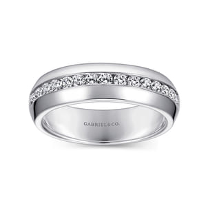 Lazare - 14k White Gold Channel Set Round 15 Stone Diamond Anniversary Band