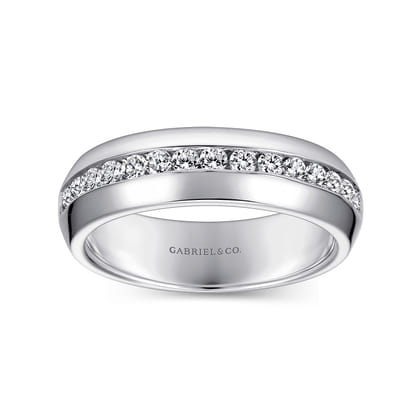 Lazare - 14k White Gold Channel Set Round 15 Stone Diamond Anniversary Band