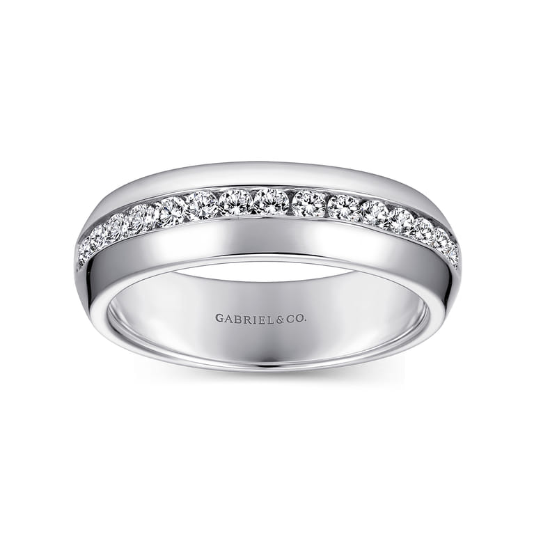 Straight Wedding Ring in 14k White Gold with Round Natural Diamond at Gabriel & Co. - Shot 4