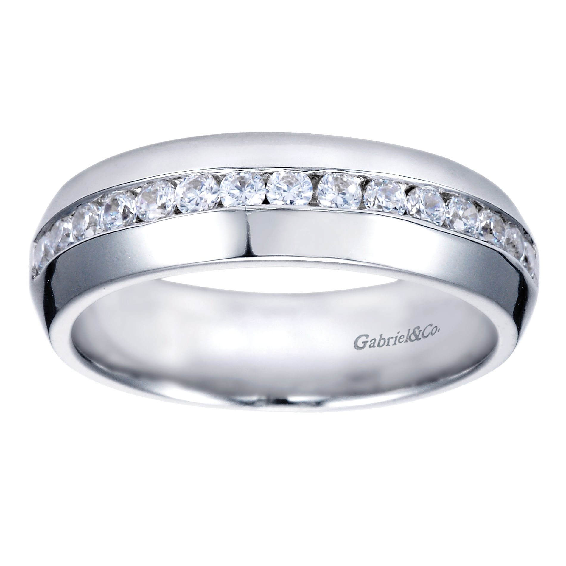 Lazare - 14k White Gold Channel Set Round 15 Stone Diamond Anniversary Band