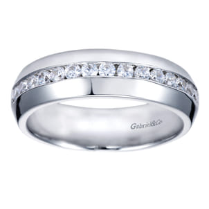 Lazare - 14k White Gold Channel Set Round 15 Stone Diamond Anniversary Band