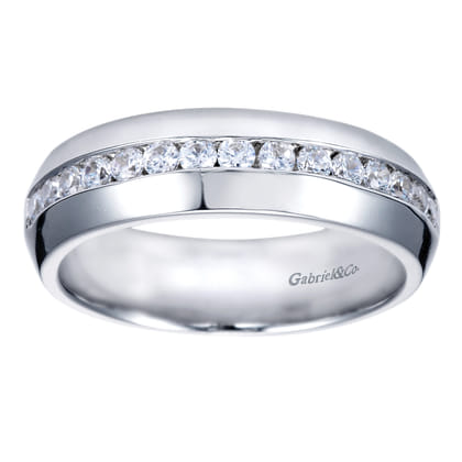 Lazare - 14k White Gold Channel Set Round 15 Stone Diamond Anniversary Band