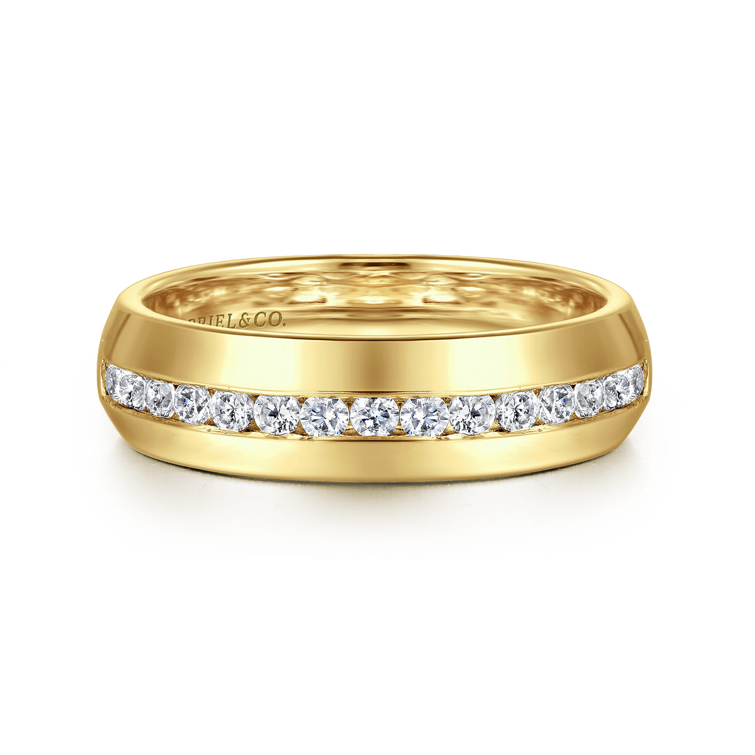 Lazare - 14k Yellow Gold Channel Set Round 15 Stone Diamond Anniversary Band