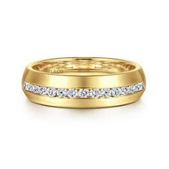 14k Yellow Gold Channel Set Round 15 Stone Diamond Anniversary Band