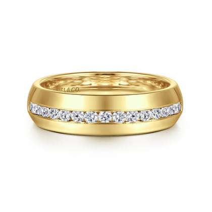 Lazare - 14k Yellow Gold Channel Set Round 15 Stone Diamond Anniversary Band