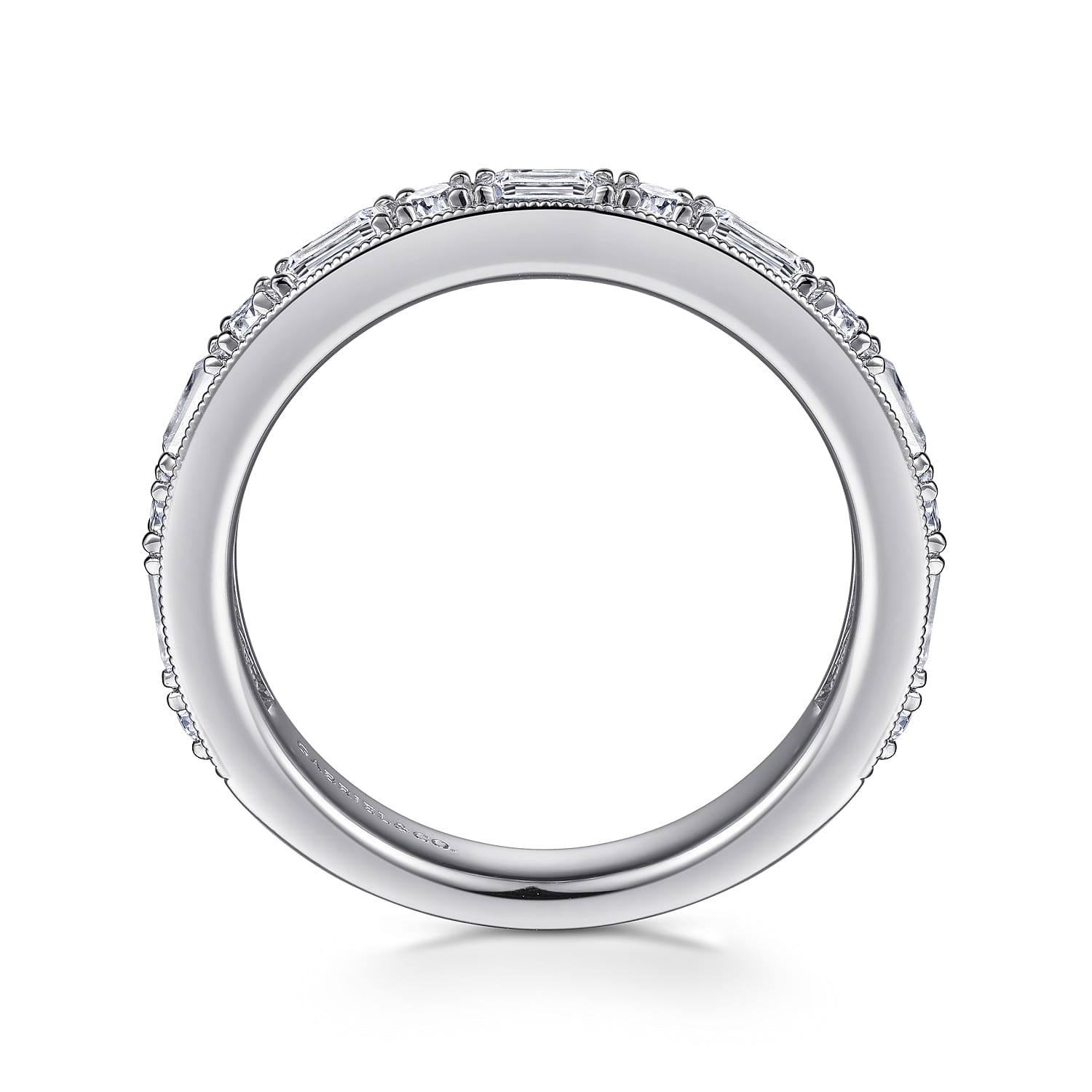 Lazia - 14K White Gold Baguette and Round Diamond Anniversary Band