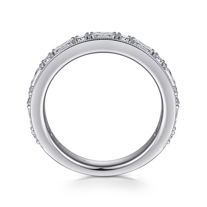 Lazia - 14K White Gold Baguette and Round Diamond Anniversary Band