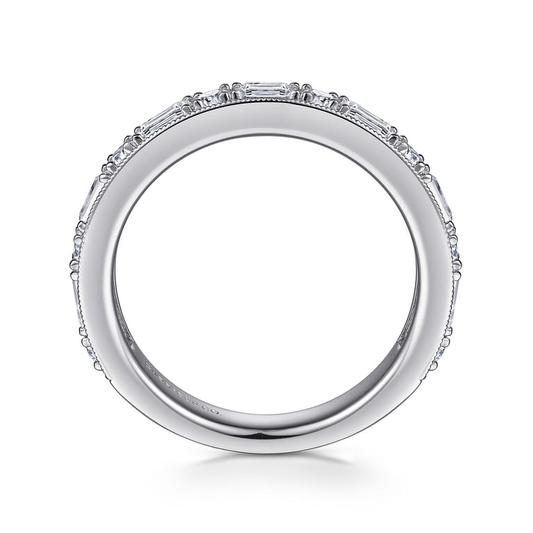 Fancy Wedding Ring in 14k White Gold with Baguette Natural Diamond at Gabriel & Co. - Shot 2