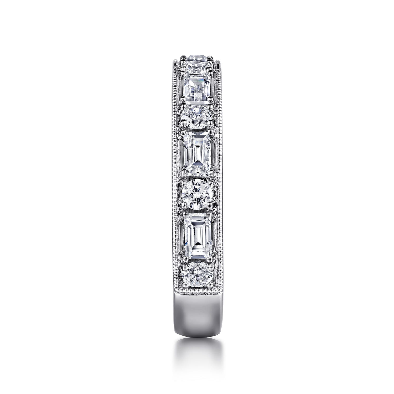 Lazia - 14K White Gold Baguette and Round Diamond Anniversary Band