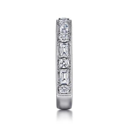 Lazia - 14K White Gold Baguette and Round Diamond Anniversary Band