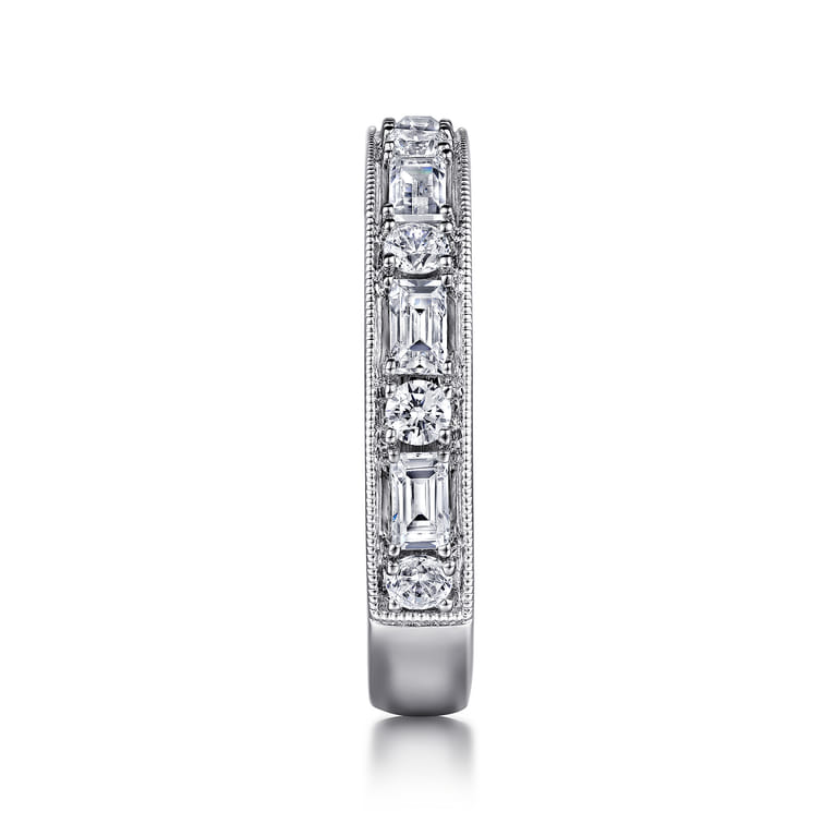 Fancy Wedding Ring in 14k White Gold with Baguette Natural Diamond at Gabriel & Co. - Shot 4