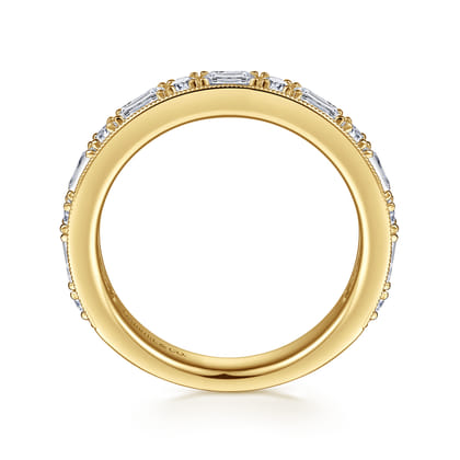 Lazia - 14K Yellow Gold Baguette and Round Diamond Anniversary Band