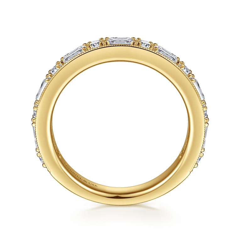 Fancy Wedding Ring in 14k Yellow Gold with Baguette Natural Diamond at Gabriel & Co. - Shot 2