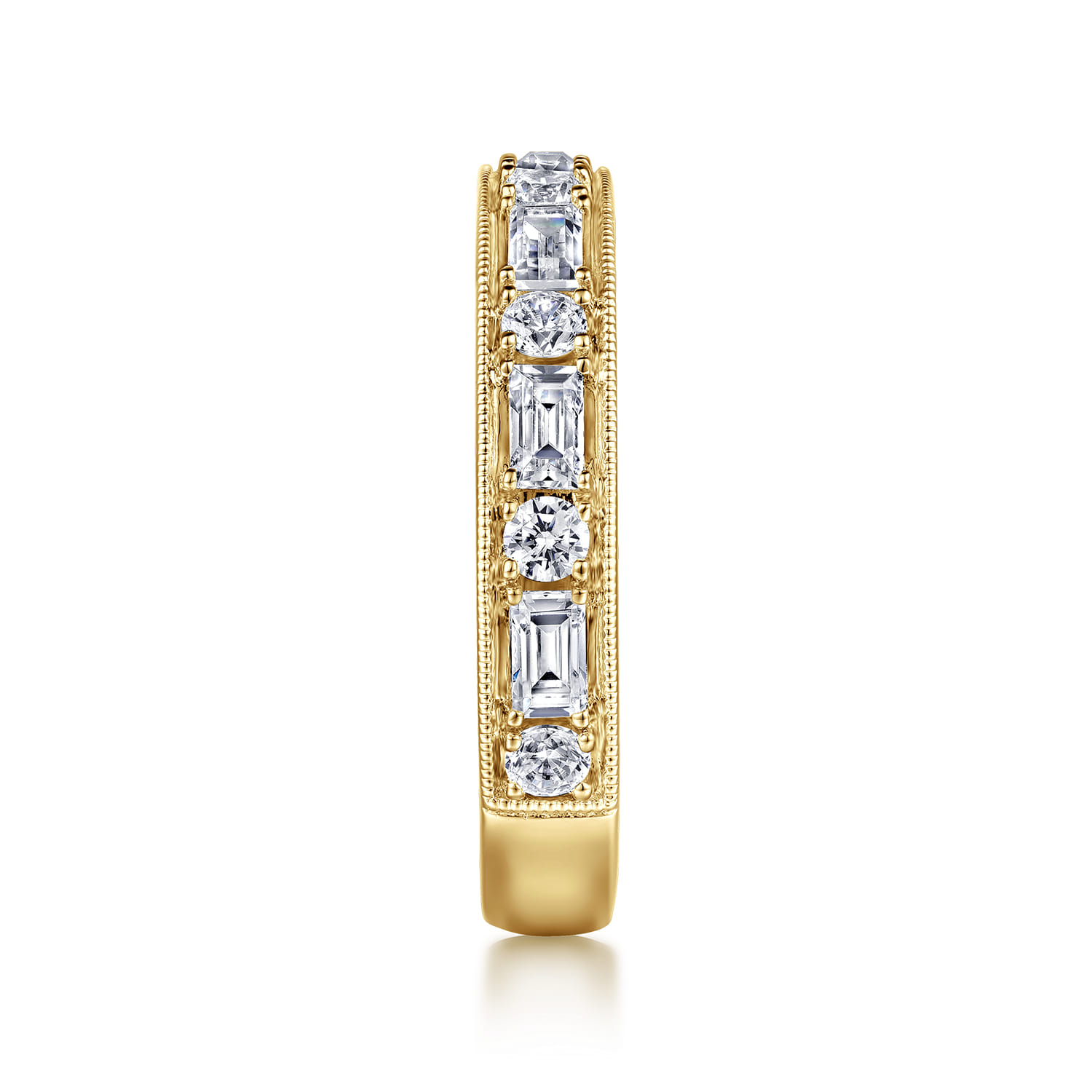 Fancy Wedding Ring in 14k Yellow Gold with Baguette Natural Diamond at Gabriel & Co. - Shot 4