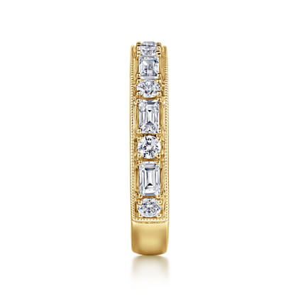 Lazia - 14K Yellow Gold Baguette and Round Diamond Anniversary Band