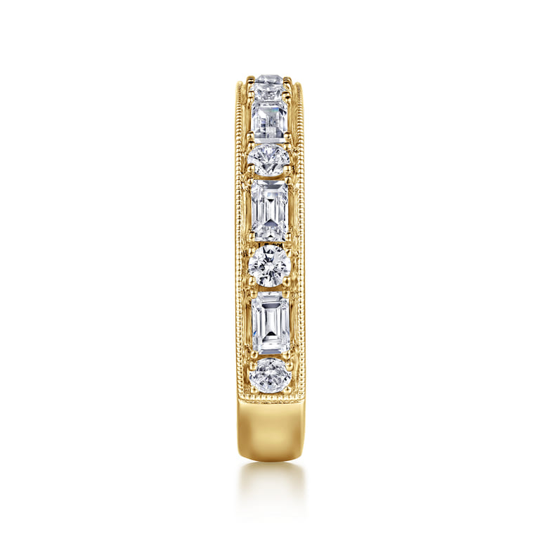 Fancy Wedding Ring in 14k Yellow Gold with Baguette Natural Diamond at Gabriel & Co. - Shot 4