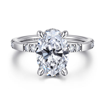 Leandra - 14K White Gold Oval Diamond Engagement Ring