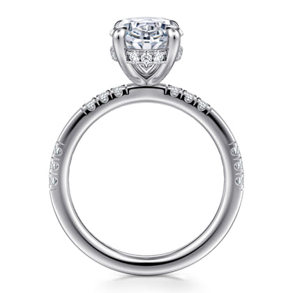 Leandra - 14K White Gold Oval Diamond Engagement Ring