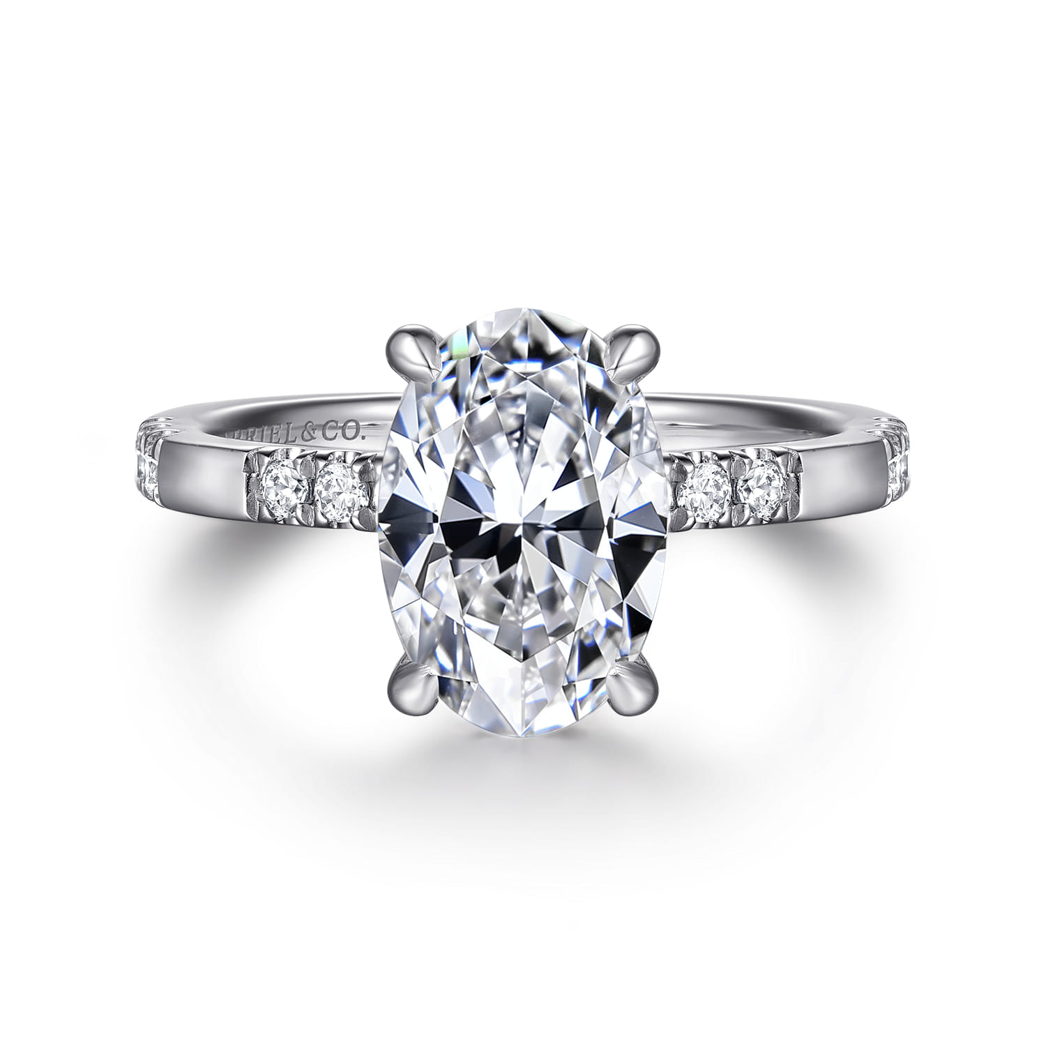 Leandra - 14K White Gold Oval Diamond Engagement Ring