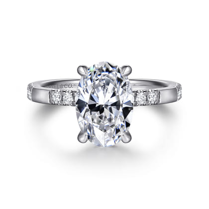 Leandra - 14K White Gold Oval Diamond Engagement Ring