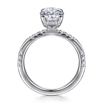 Leandra - 14K White Gold Oval Diamond Engagement Ring
