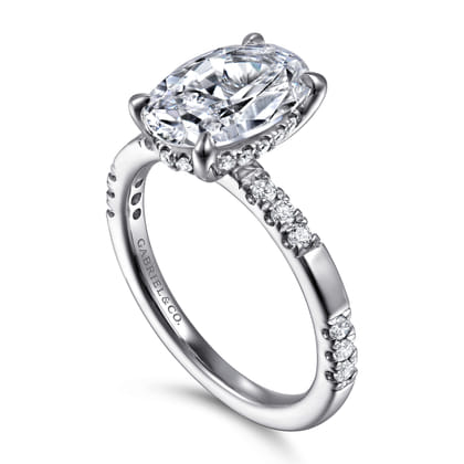 Leandra - 14K White Gold Oval Diamond Engagement Ring