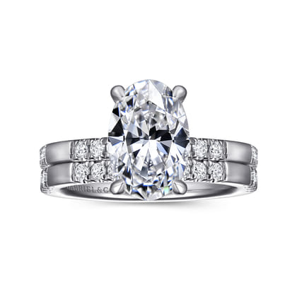 Leandra - 14K White Gold Oval Diamond Engagement Ring