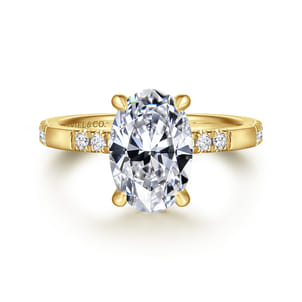 Leandra - 14K Yellow Gold Oval Diamond Engagement Ring