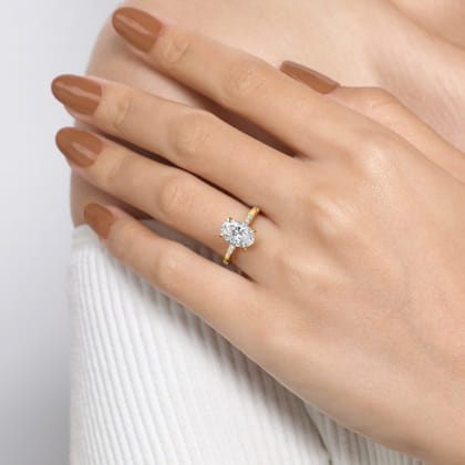 Leandra - 14K Yellow Gold Oval Diamond Engagement Ring