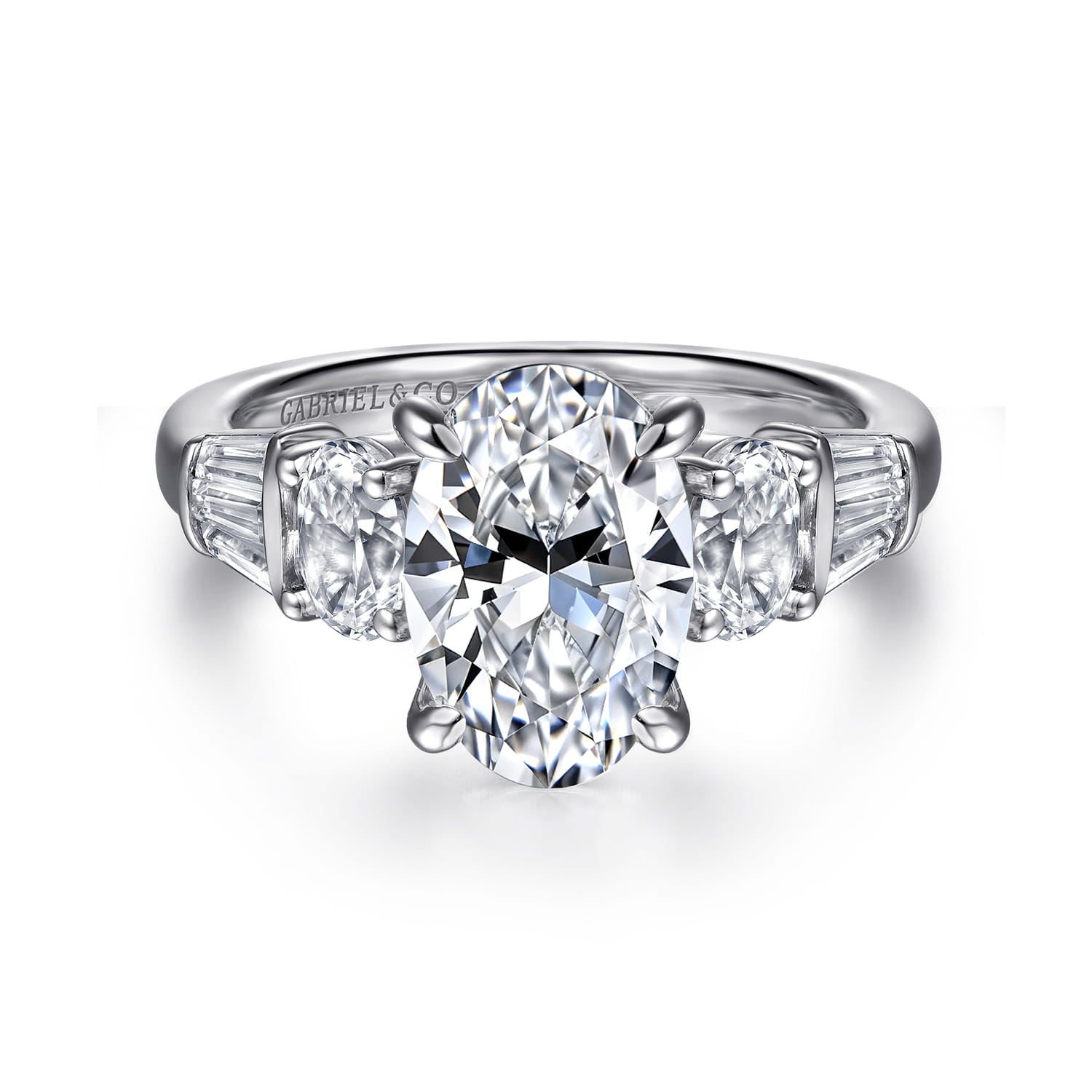 Leane - 14K White Gold Five Stone Oval Diamond Engagement Ring