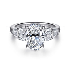 Leane - 14K White Gold Five Stone Oval Diamond Engagement Ring