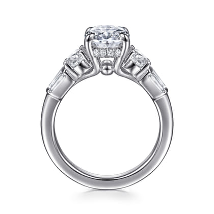 Leane - 14K White Gold Five Stone Oval Diamond Engagement Ring