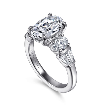 Leane - 14K White Gold Five Stone Oval Diamond Engagement Ring