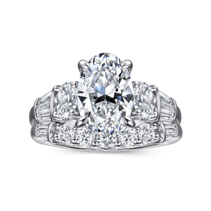 Leane - 14K White Gold Five Stone Oval Diamond Engagement Ring