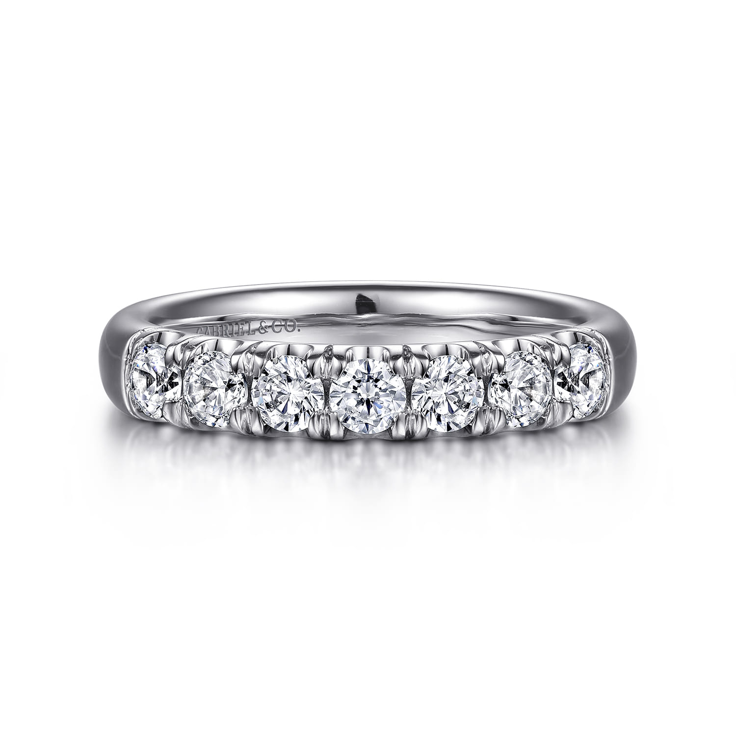 Straight Wedding Ring in 14k White Gold with Round Natural Diamond at Gabriel & Co. - Shot 1