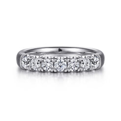 Lecce - 14K White Gold 7 Stone French Pave Diamond Wedding Band