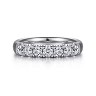 Lecce - 14K White Gold 7 Stone French Pave Diamond Wedding Band