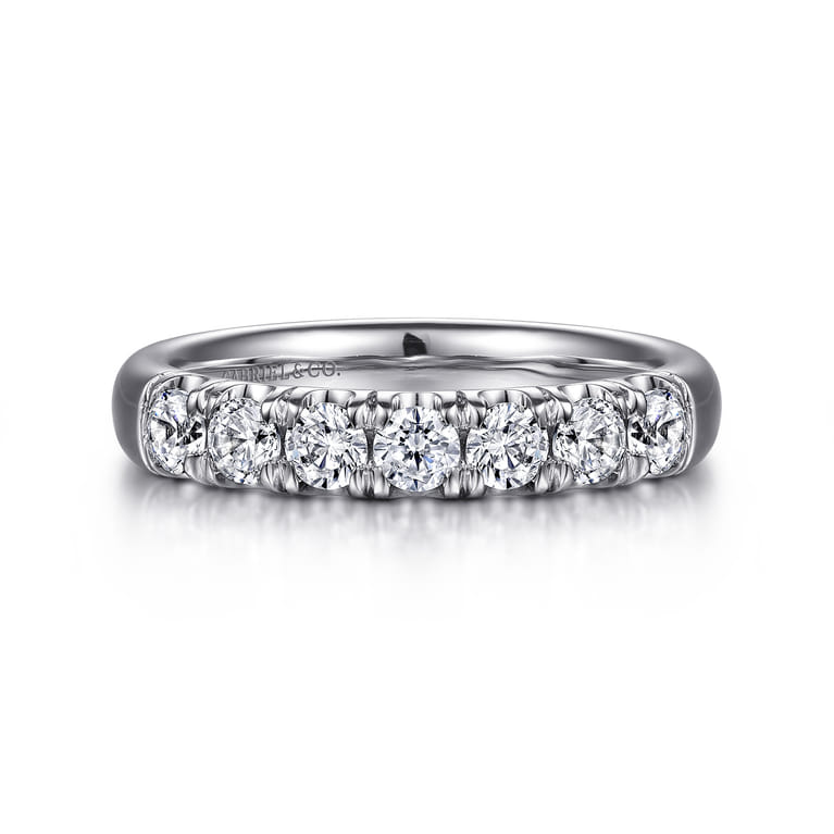 Straight Wedding Ring in 14k White Gold with Round Natural Diamond at Gabriel & Co. - Shot 1