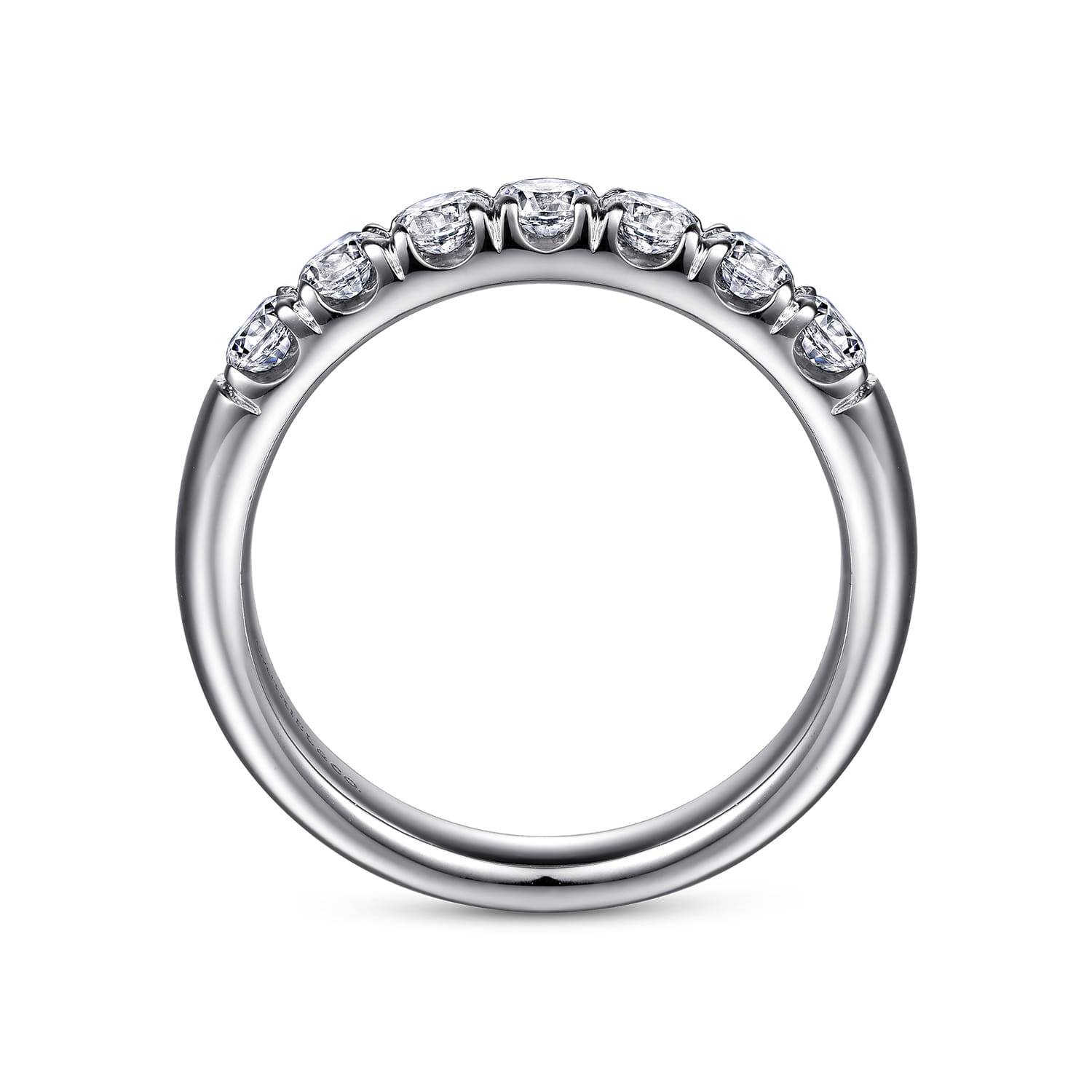 Straight Wedding Ring in 14k White Gold with Round Natural Diamond at Gabriel & Co. - Shot 2