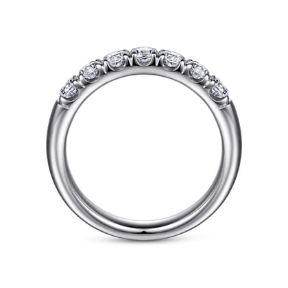 Lecce - 14K White Gold 7 Stone French Pave Diamond Wedding Band