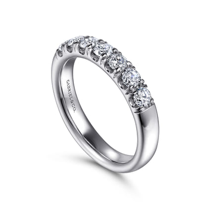 Lecce - 14K White Gold 7 Stone French Pave Diamond Wedding Band