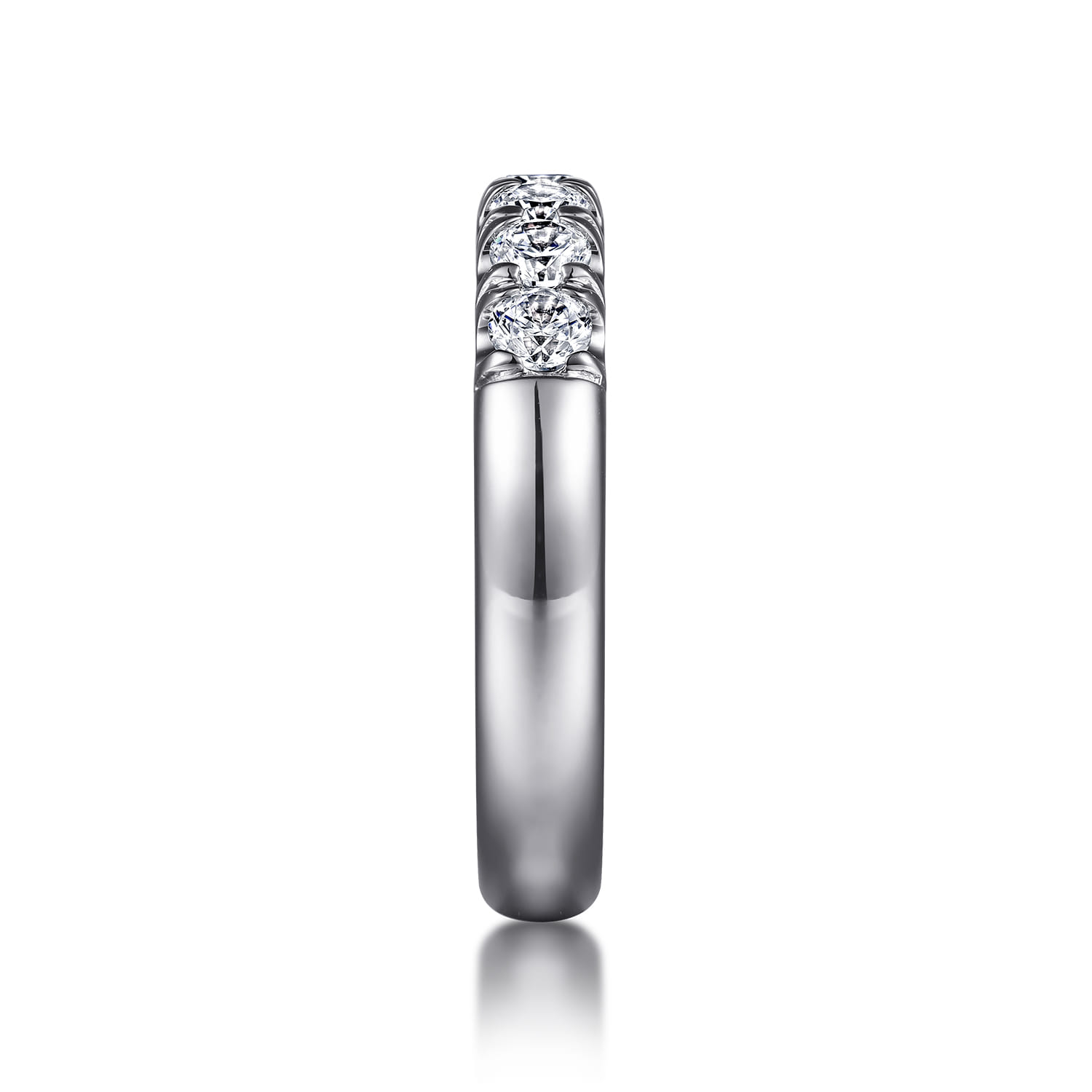 Straight Wedding Ring in 14k White Gold with Round Natural Diamond at Gabriel & Co. - Shot 4